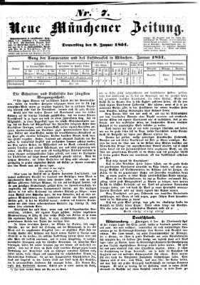 Neue Münchener Zeitung (Süddeutsche Presse) Donnerstag 9. Januar 1851