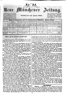 Neue Münchener Zeitung (Süddeutsche Presse) Dienstag 14. Januar 1851