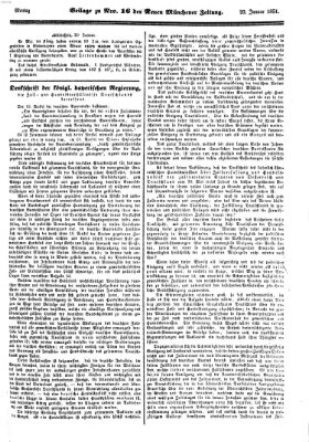 Neue Münchener Zeitung (Süddeutsche Presse) Montag 20. Januar 1851