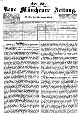 Neue Münchener Zeitung (Süddeutsche Presse) Dienstag 21. Januar 1851