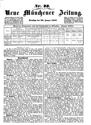 Neue Münchener Zeitung (Süddeutsche Presse) Dienstag 28. Januar 1851