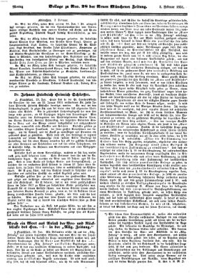 Neue Münchener Zeitung (Süddeutsche Presse) Montag 3. Februar 1851