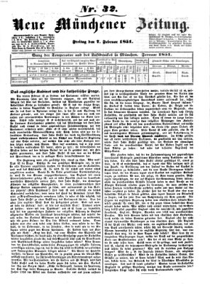 Neue Münchener Zeitung (Süddeutsche Presse) Freitag 7. Februar 1851