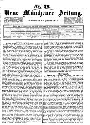 Neue Münchener Zeitung (Süddeutsche Presse) Mittwoch 12. Februar 1851