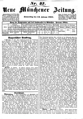 Neue Münchener Zeitung (Süddeutsche Presse) Donnerstag 13. Februar 1851