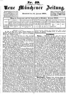 Neue Münchener Zeitung (Süddeutsche Presse) Samstag 15. Februar 1851