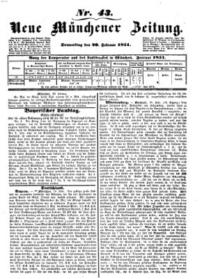 Neue Münchener Zeitung (Süddeutsche Presse) Donnerstag 20. Februar 1851