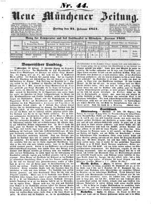 Neue Münchener Zeitung (Süddeutsche Presse) Freitag 21. Februar 1851