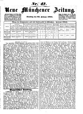 Neue Münchener Zeitung (Süddeutsche Presse) Dienstag 25. Februar 1851