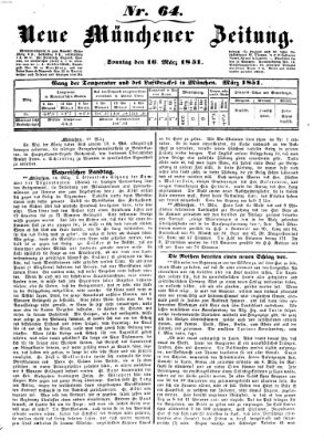 Neue Münchener Zeitung (Süddeutsche Presse) Sonntag 16. März 1851