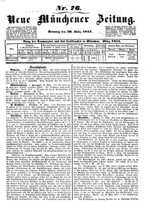 Neue Münchener Zeitung (Süddeutsche Presse) Sonntag 30. März 1851