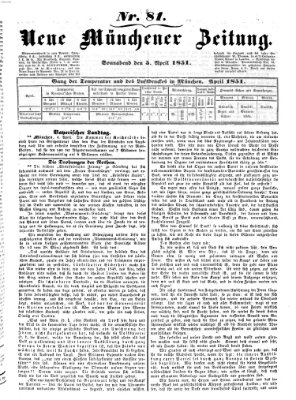 Neue Münchener Zeitung (Süddeutsche Presse) Samstag 5. April 1851