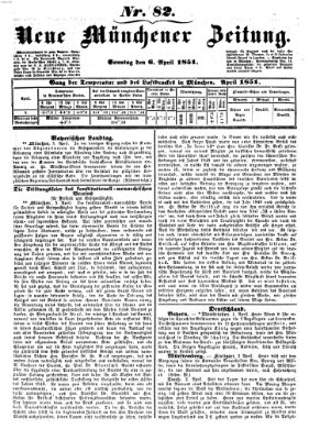 Neue Münchener Zeitung (Süddeutsche Presse) Sonntag 6. April 1851