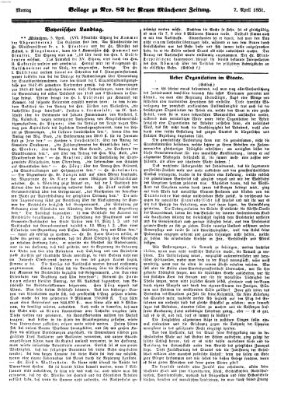 Neue Münchener Zeitung (Süddeutsche Presse) Montag 7. April 1851