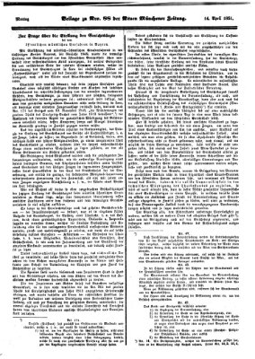 Neue Münchener Zeitung (Süddeutsche Presse) Montag 14. April 1851