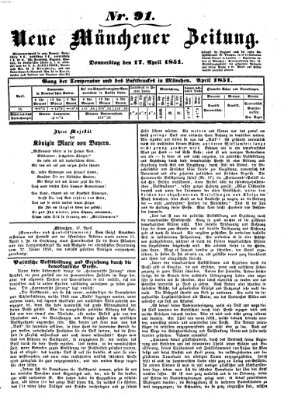 Neue Münchener Zeitung (Süddeutsche Presse) Donnerstag 17. April 1851