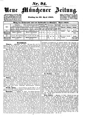 Neue Münchener Zeitung (Süddeutsche Presse) Dienstag 22. April 1851