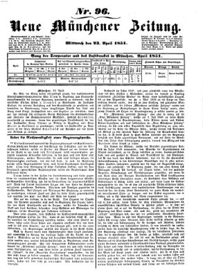 Neue Münchener Zeitung (Süddeutsche Presse) Mittwoch 23. April 1851