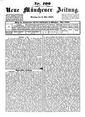 Neue Münchener Zeitung (Süddeutsche Presse) Sonntag 4. Mai 1851