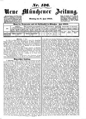 Neue Münchener Zeitung (Süddeutsche Presse) Sonntag 8. Juni 1851