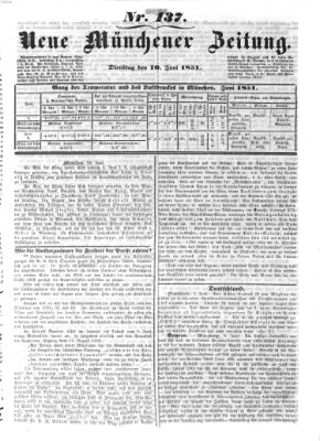 Neue Münchener Zeitung (Süddeutsche Presse) Dienstag 10. Juni 1851