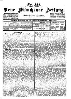 Neue Münchener Zeitung (Süddeutsche Presse) Mittwoch 11. Juni 1851