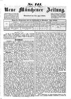 Neue Münchener Zeitung (Süddeutsche Presse) Samstag 14. Juni 1851