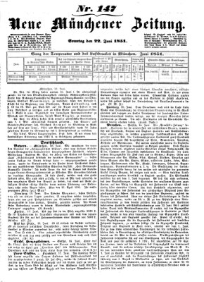 Neue Münchener Zeitung (Süddeutsche Presse) Sonntag 22. Juni 1851