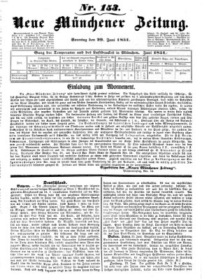 Neue Münchener Zeitung (Süddeutsche Presse) Sonntag 29. Juni 1851