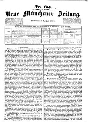 Neue Münchener Zeitung (Süddeutsche Presse) Mittwoch 2. Juli 1851