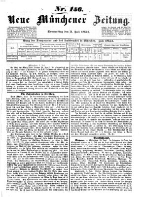 Neue Münchener Zeitung (Süddeutsche Presse) Donnerstag 3. Juli 1851