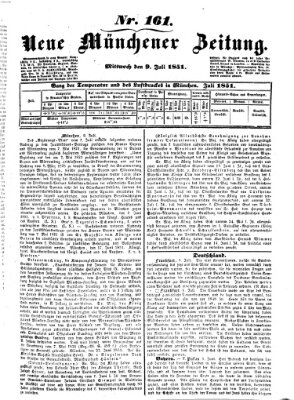 Neue Münchener Zeitung (Süddeutsche Presse) Mittwoch 9. Juli 1851