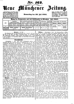 Neue Münchener Zeitung (Süddeutsche Presse) Donnerstag 10. Juli 1851