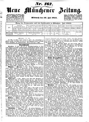 Neue Münchener Zeitung (Süddeutsche Presse) Mittwoch 16. Juli 1851