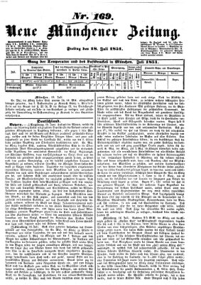 Neue Münchener Zeitung (Süddeutsche Presse) Freitag 18. Juli 1851