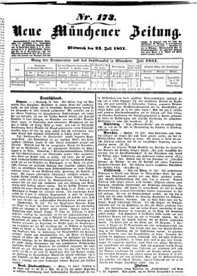Neue Münchener Zeitung (Süddeutsche Presse) Mittwoch 23. Juli 1851