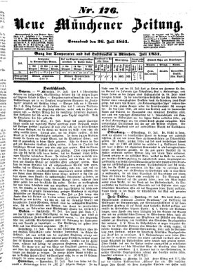 Neue Münchener Zeitung (Süddeutsche Presse) Samstag 26. Juli 1851