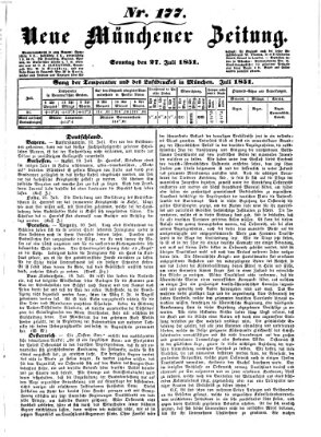 Neue Münchener Zeitung (Süddeutsche Presse) Sonntag 27. Juli 1851