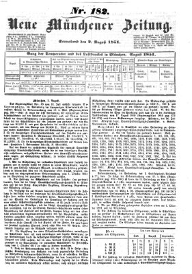 Neue Münchener Zeitung (Süddeutsche Presse) Samstag 2. August 1851