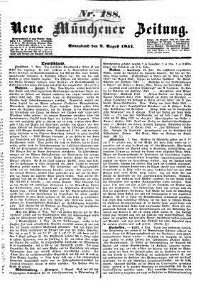 Neue Münchener Zeitung (Süddeutsche Presse) Samstag 9. August 1851