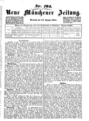 Neue Münchener Zeitung (Süddeutsche Presse) Sonntag 17. August 1851