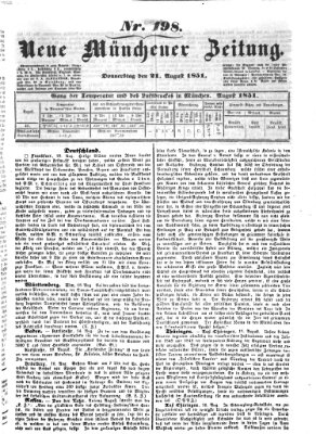 Neue Münchener Zeitung (Süddeutsche Presse) Donnerstag 21. August 1851