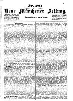 Neue Münchener Zeitung (Süddeutsche Presse) Sonntag 24. August 1851