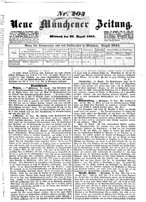 Neue Münchener Zeitung (Süddeutsche Presse) Mittwoch 27. August 1851