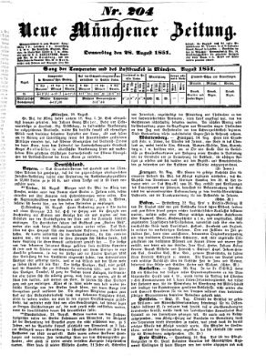 Neue Münchener Zeitung (Süddeutsche Presse) Donnerstag 28. August 1851