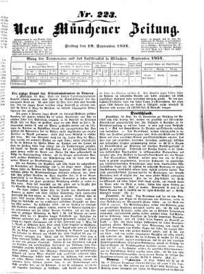 Neue Münchener Zeitung (Süddeutsche Presse) Freitag 19. September 1851