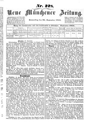 Neue Münchener Zeitung (Süddeutsche Presse) Donnerstag 25. September 1851