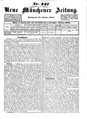 Neue Münchener Zeitung (Süddeutsche Presse) Freitag 17. Oktober 1851