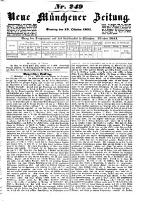 Neue Münchener Zeitung (Süddeutsche Presse) Sonntag 19. Oktober 1851