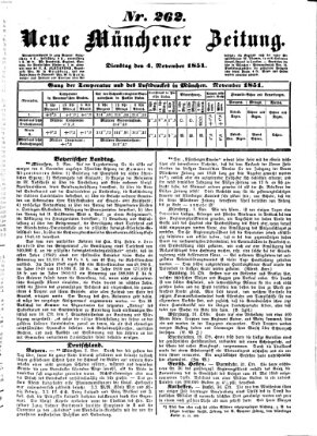 Neue Münchener Zeitung (Süddeutsche Presse) Dienstag 4. November 1851